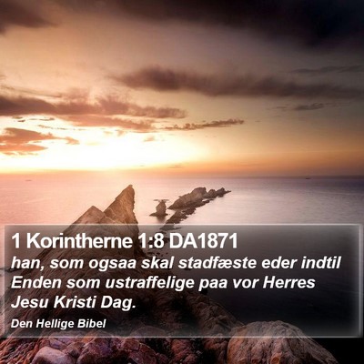 1 Korintherne 1:8 DA1871 Bible Verse Image