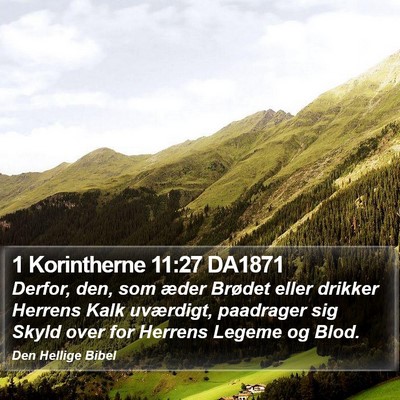 1 Korintherne 11:27 DA1871 Bible Verse Image