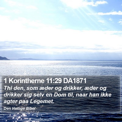 1 Korintherne 11:29 DA1871 Bible Verse Image
