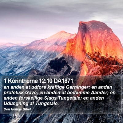 1 Korintherne 12:10 DA1871 Bible Verse Image