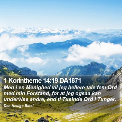 1 Korintherne 14:19 DA1871 Bible Verse Image