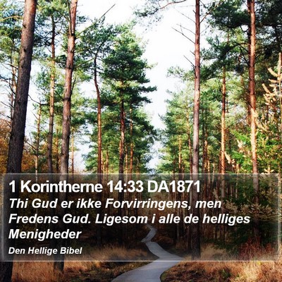 1 Korintherne 14:33 DA1871 Bible Verse Image
