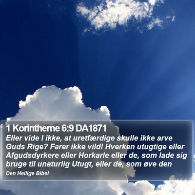 1 Korintherne 6:9 DA1871 Bible Verse Image