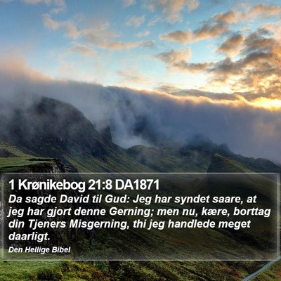 1 Krønikebog 21:8 DA1871 Bible Verse Image