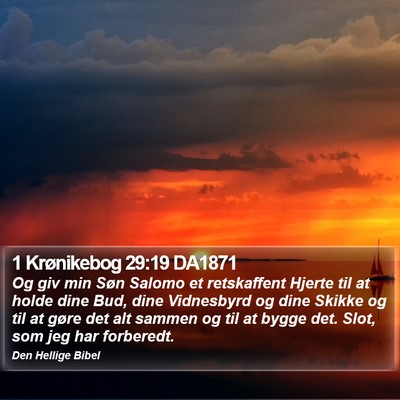 1 Krønikebog 29:19 DA1871 Bible Verse Image