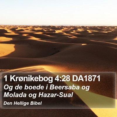 1 Krønikebog 4:28 DA1871 Bible Verse Image