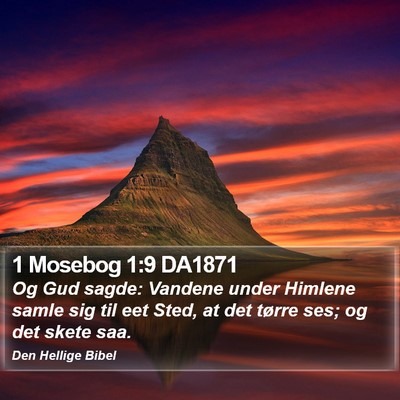 1 Mosebog 1:9 DA1871 Bible Verse Image