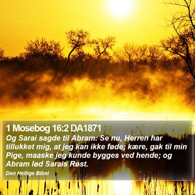 1 Mosebog 16:2 DA1871 Bible Verse Image