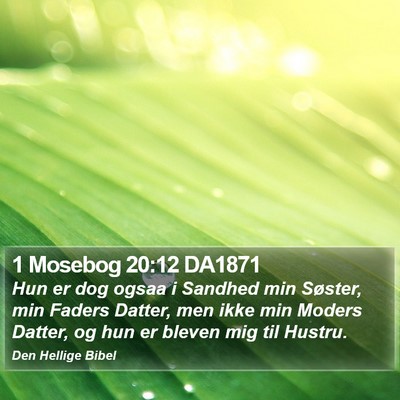 1 Mosebog 20:12 DA1871 Bible Verse Image
