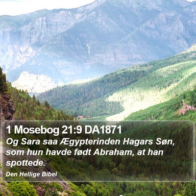 1 Mosebog 21:9 DA1871 Bible Verse Image