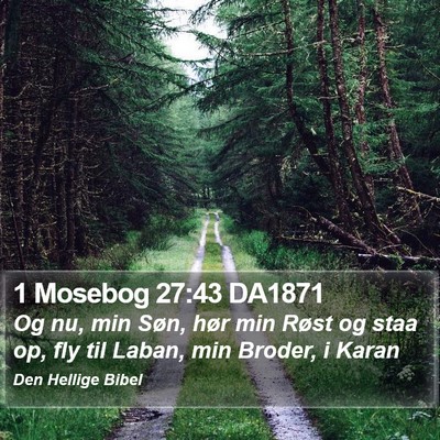 1 Mosebog 27:43 DA1871 Bible Verse Image