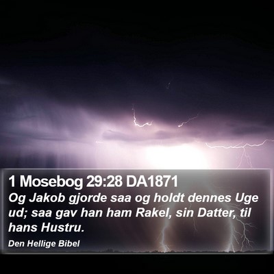 1 Mosebog 29:28 DA1871 Bible Verse Image