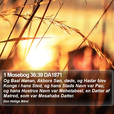 1 Mosebog 36:39 DA1871 Bible Verse Image