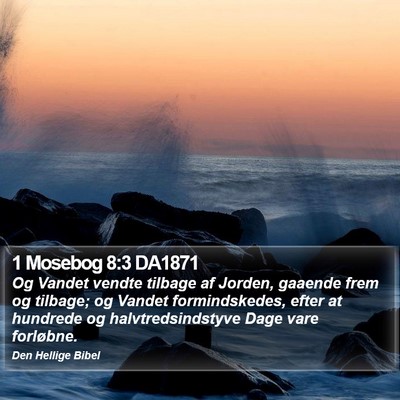 1 Mosebog 8:3 DA1871 Bible Verse Image