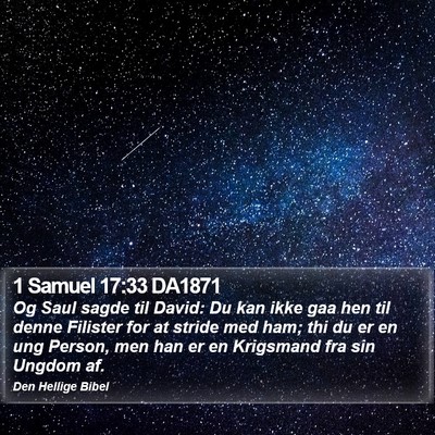 1 Samuel 17:33 DA1871 Bible Verse Image