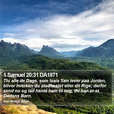 1 Samuel 20:31 DA1871 Bible Verse Image