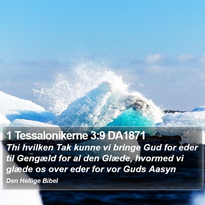 1 Tessalonikerne 3:9 DA1871 Bible Verse Image