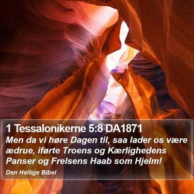 1 Tessalonikerne 5:8 DA1871 Bible Verse Image
