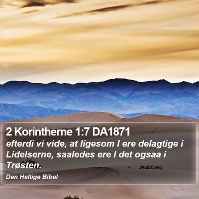 2 Korintherne 1:7 DA1871 Bible Verse Image