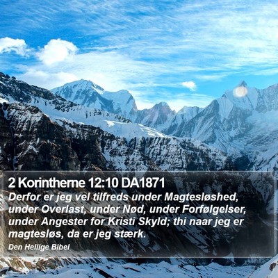 2 Korintherne 12:10 DA1871 Bible Verse Image