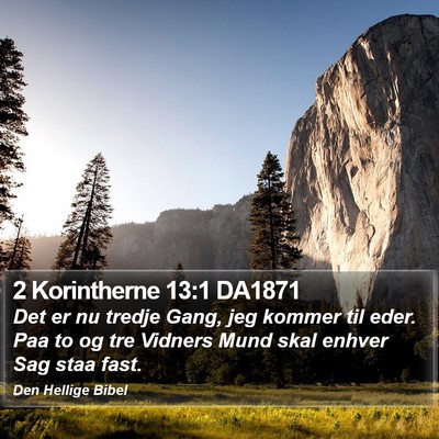 2 Korintherne 13:1 DA1871 Bible Verse Image