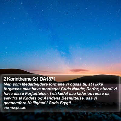 2 Korintherne 6:1 DA1871 Bible Verse Image