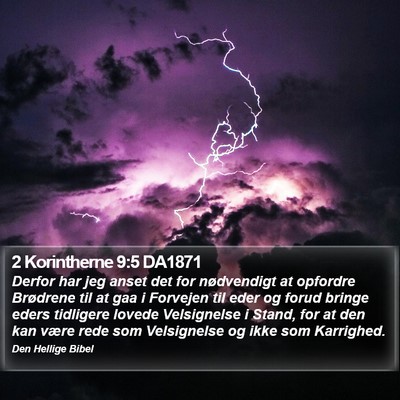 2 Korintherne 9:5 DA1871 Bible Verse Image