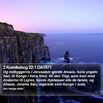 2 Krønikebog 22:1 DA1871 Bible Verse Image