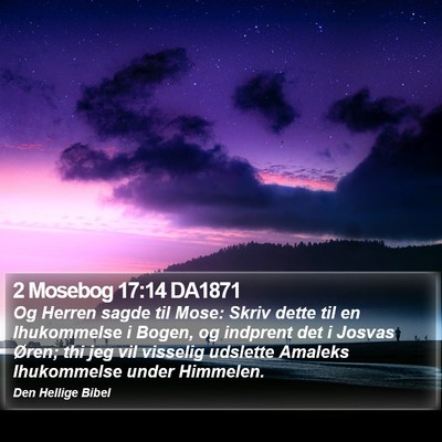 2 Mosebog 17:14 DA1871 Bible Verse Image
