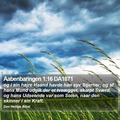 Aabenbaringen 1:16 DA1871 Bible Verse Image