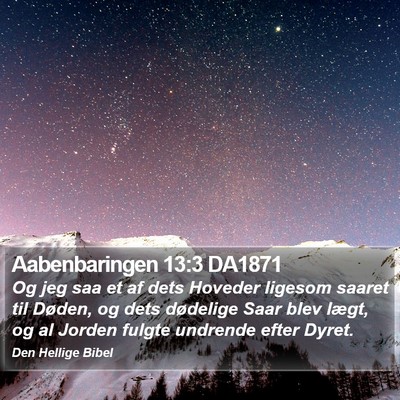 Aabenbaringen 13:3 DA1871 Bible Verse Image