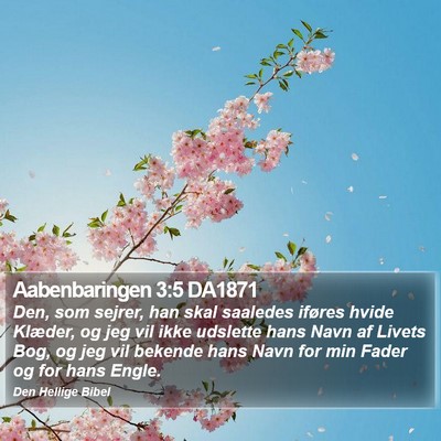 Aabenbaringen 3:5 DA1871 Bible Verse Image