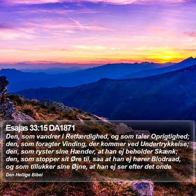 Esajas 33:15 DA1871 Bible Verse Image