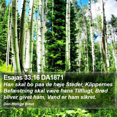 Esajas 33:16 DA1871 Bible Verse Image