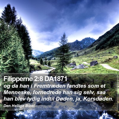 Filipperne 2:8 DA1871 Bible Verse Image