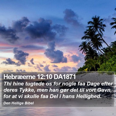 Hebræerne 12:10 DA1871 Bible Verse Image