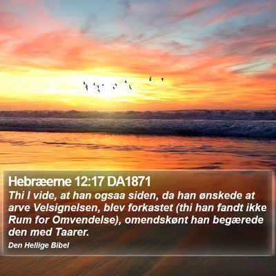 Hebræerne 12:17 DA1871 Bible Verse Image