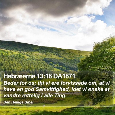 Hebræerne 13:18 DA1871 Bible Verse Image