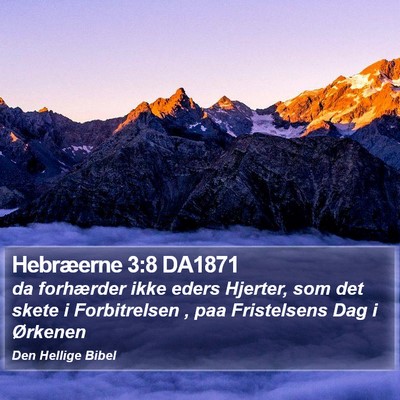 Hebræerne 3:8 DA1871 Bible Verse Image