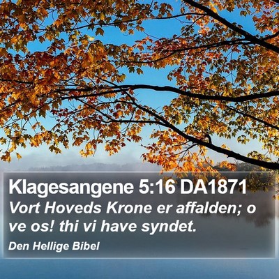 Klagesangene 5:16 DA1871 Bible Verse Image