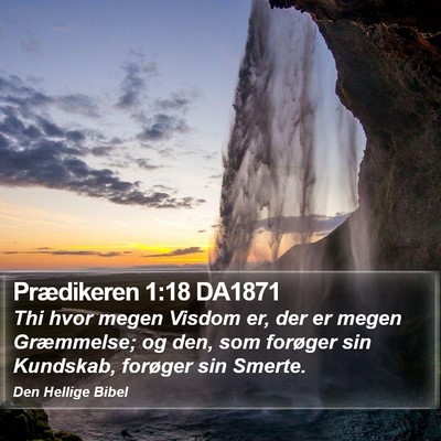 Prædikeren 1:18 DA1871 Bible Verse Image