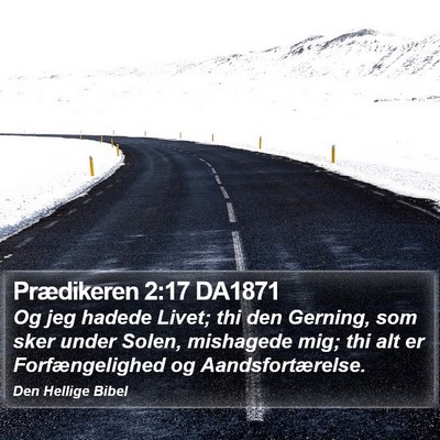 Prædikeren 2:17 DA1871 Bible Verse Image