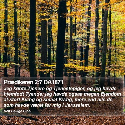 Prædikeren 2:7 DA1871 Bible Verse Image