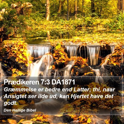 Prædikeren 7:3 DA1871 Bible Verse Image