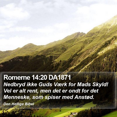 Romerne 14:20 DA1871 Bible Verse Image