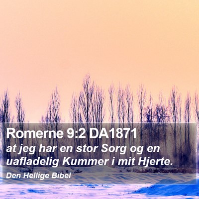 Romerne 9:2 DA1871 Bible Verse Image