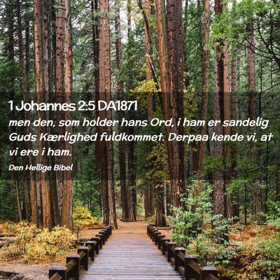 Picture 02 - 1 Johannes 2:5 DA1871 - men den, som holder hans Ord, i ham er sandelig - Bible Verse Picture
