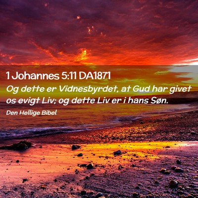 Picture 02 - 1 Johannes 5:11 DA1871 - Og dette er Vidnesbyrdet, at Gud har givet os - Bible Verse Picture