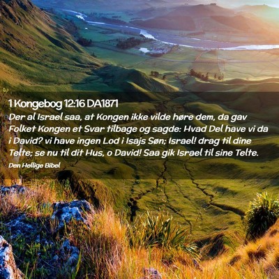Picture 02 - 1 Kongebog 12:16 DA1871 - Der al Israel saa, at Kongen ikke vilde høre - Bible Verse Picture