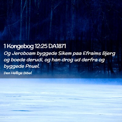 Picture 02 - 1 Kongebog 12:25 DA1871 - Og Jeroboam byggede Sikem paa Efraims Bjerg og - Bible Verse Picture